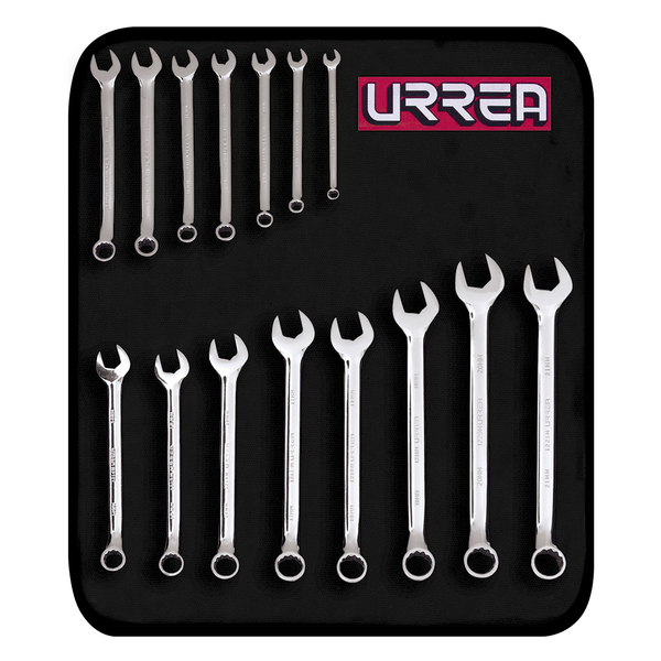 Urrea Full polished 12-pt combination wrench set 15PC mm 1200FM